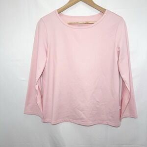 Dudley Stephens Wilshire Split Flare Long Sleeve Top M‎ Pink Jersey Knit Repreve